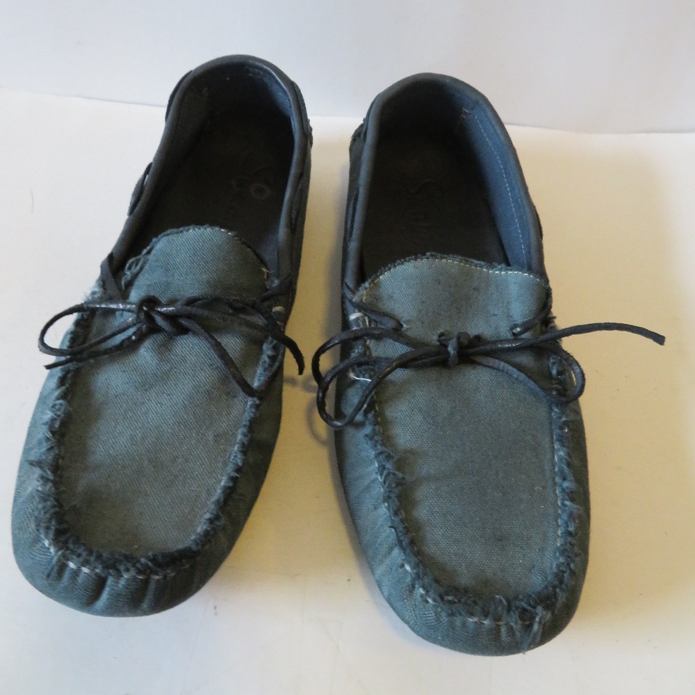 SWAMP NAVY BLUE CANVAS & LEATHER LOAFER 8.5